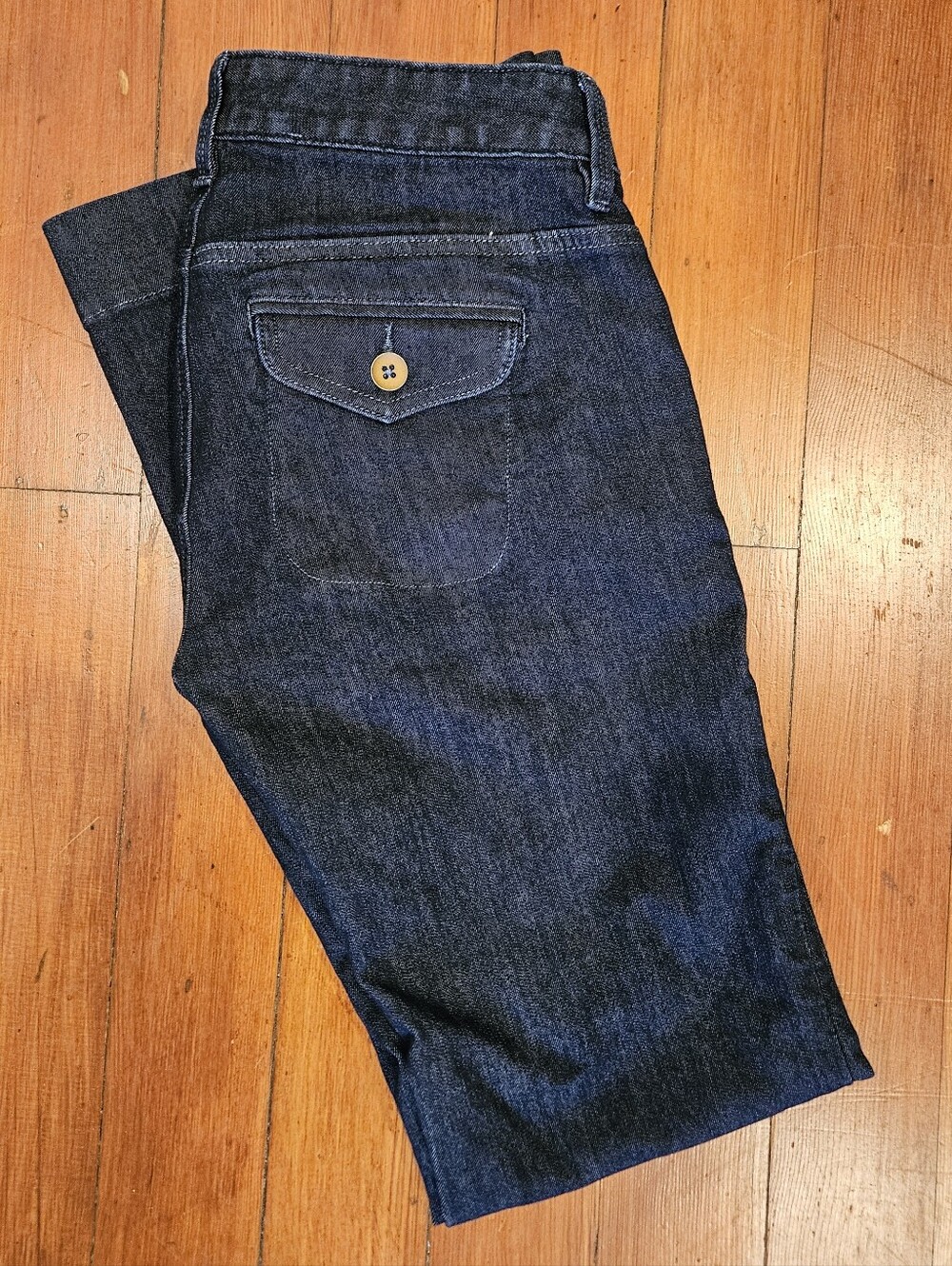 Vintage Ultra Low Rise LOFT Dark Blue Boot Cut Jeans 2